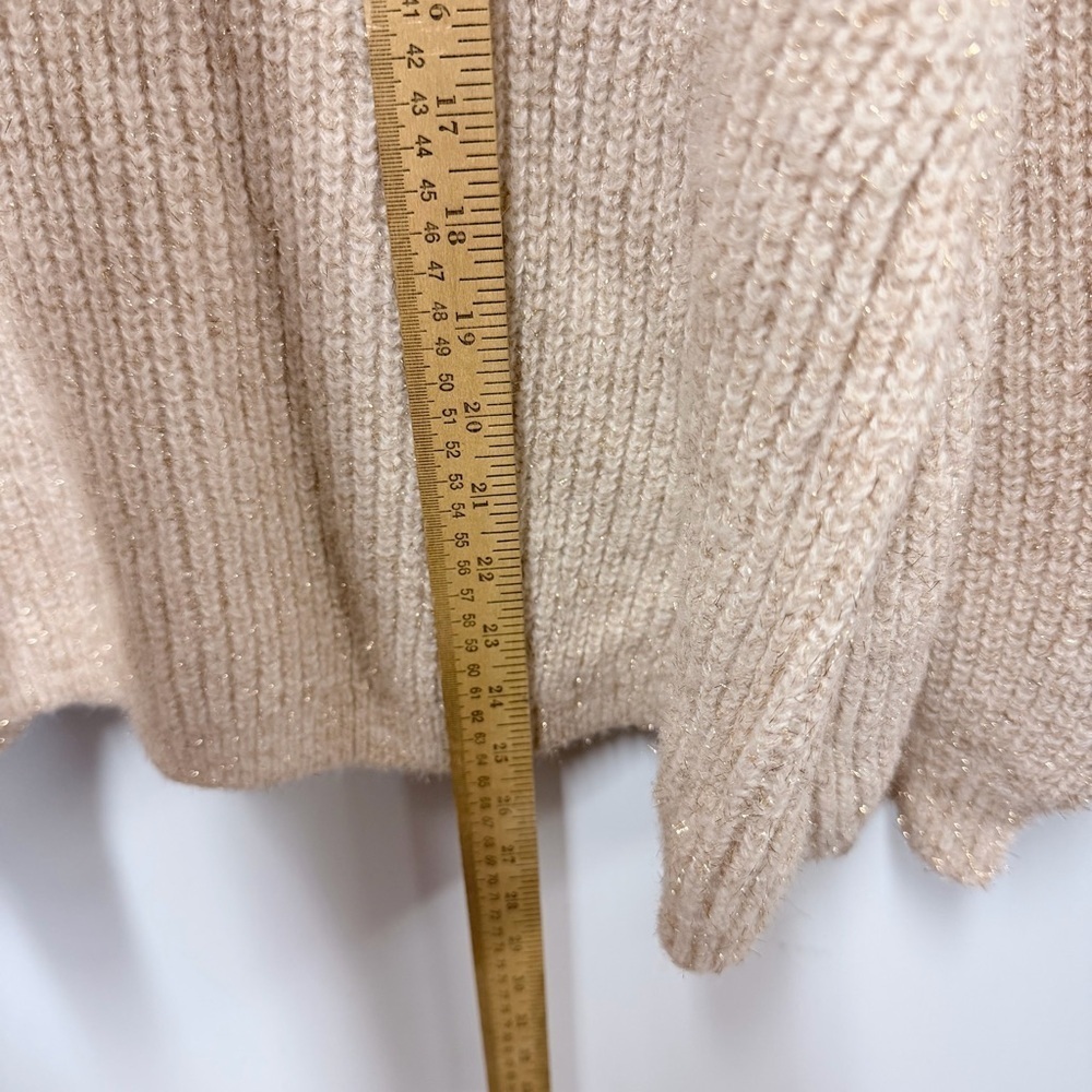 Boden Oversized V Neck Cable Knkt Pullover Cream Metallic Sweater Size 14 - Picture 10 of 13